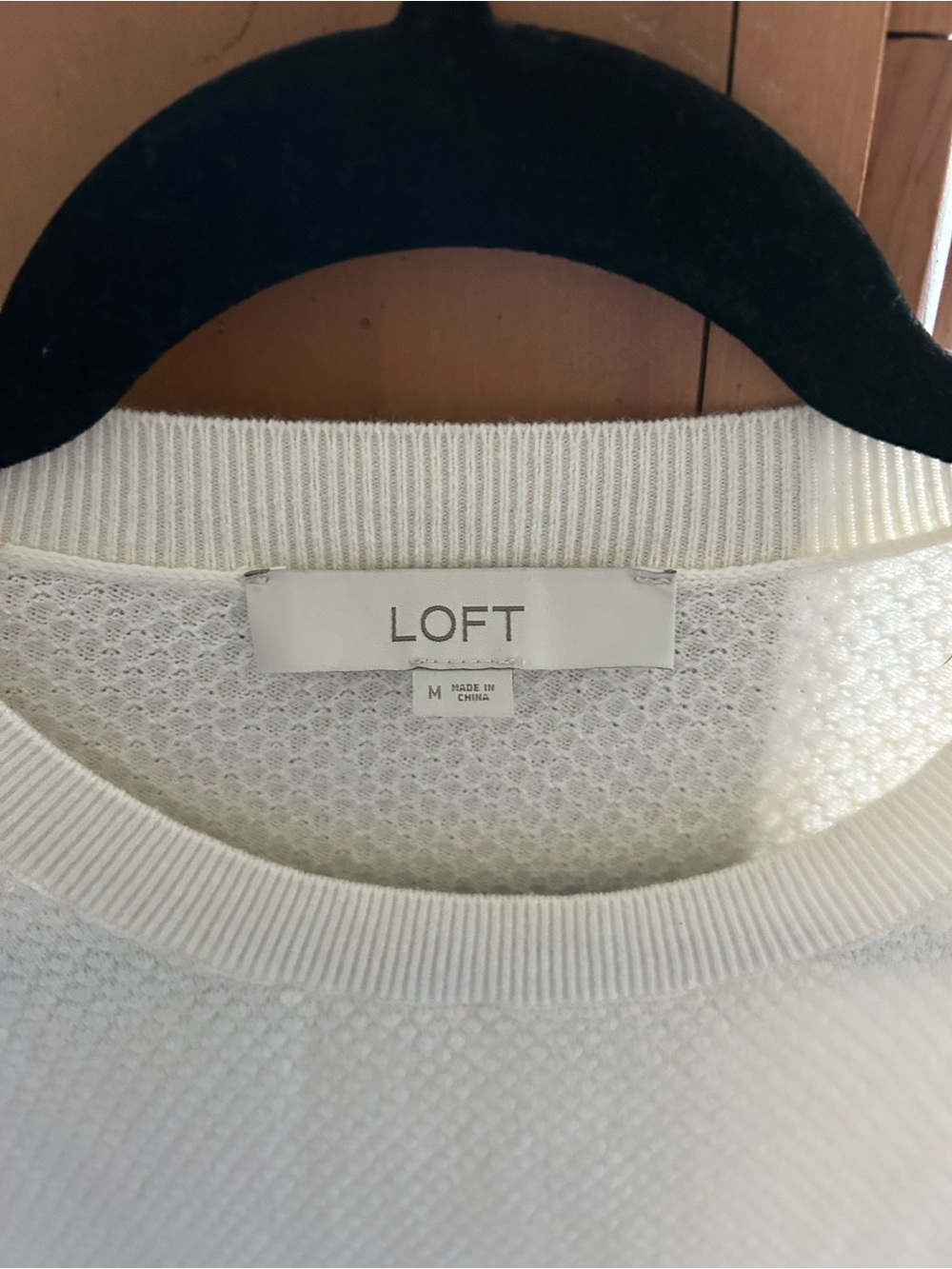 LOFT White Textured Scoopneck Sweater